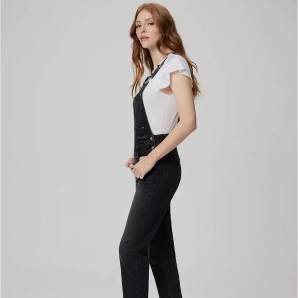 PAIGE Black Denim Overalls 24 Preppy 90s - Picture 3 of 16